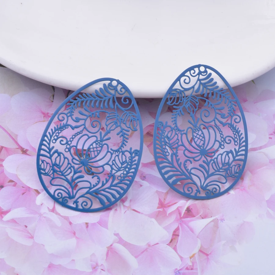 30pcs AD3120 29*40mm Painted Brass Blue and white Porcelain Pattern Oval Charms DIY Jewelry Earring Accessories – Detail 7