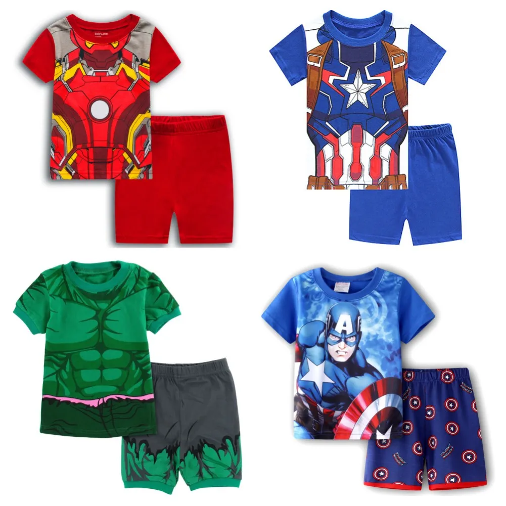 New Kids Pyjamas The Hulk Cartoon Boys Girl Children Sleepwear Baby Set Girls Short sleeved Pijamas Boy Cotton Nightwear