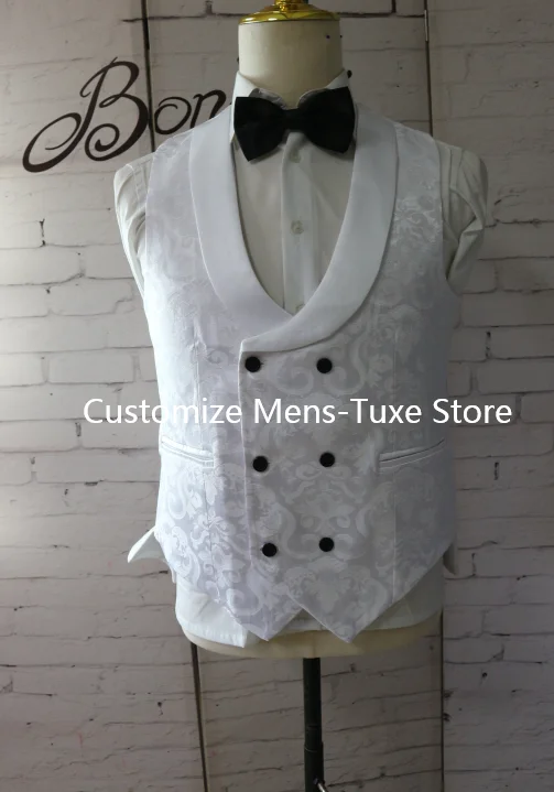 Ivory Men\'s Wedding Groom Suit 3 Piece Jacket Pants Vest Formal Tuxedo Elegant Men\'s Custom Suit Bow tie not Included