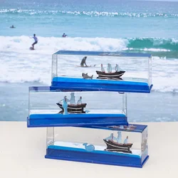 Transparent acrylic underwater world pirate ship tabletop decoration boy's birthday gift home accessories desk decoration