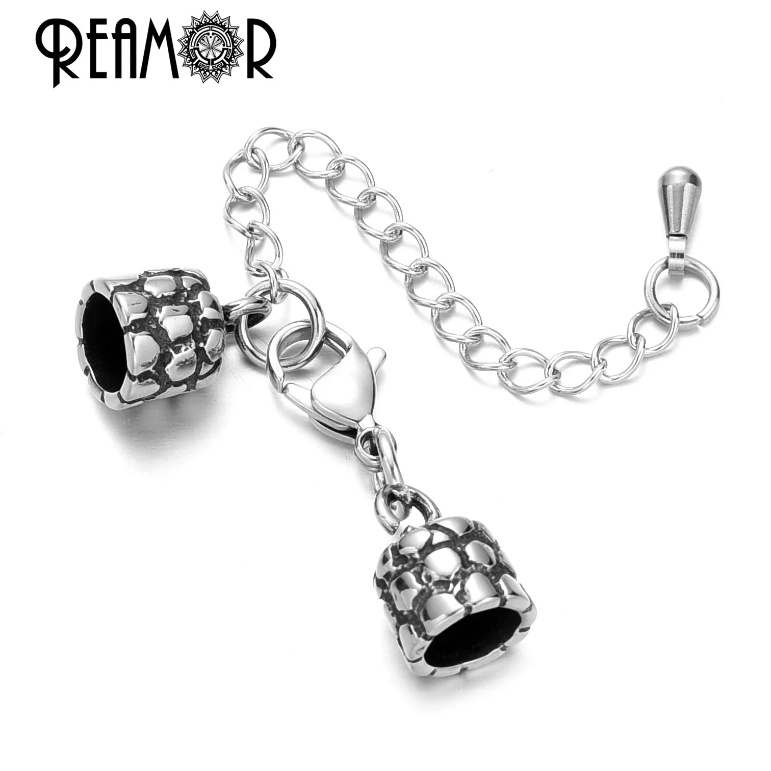 REAMOR 4/5/6/8mm 316l Stainless Steel Clasps Hook Leather Cords End Caps For Jewelry Making Bracelet Necklace DIY Findings