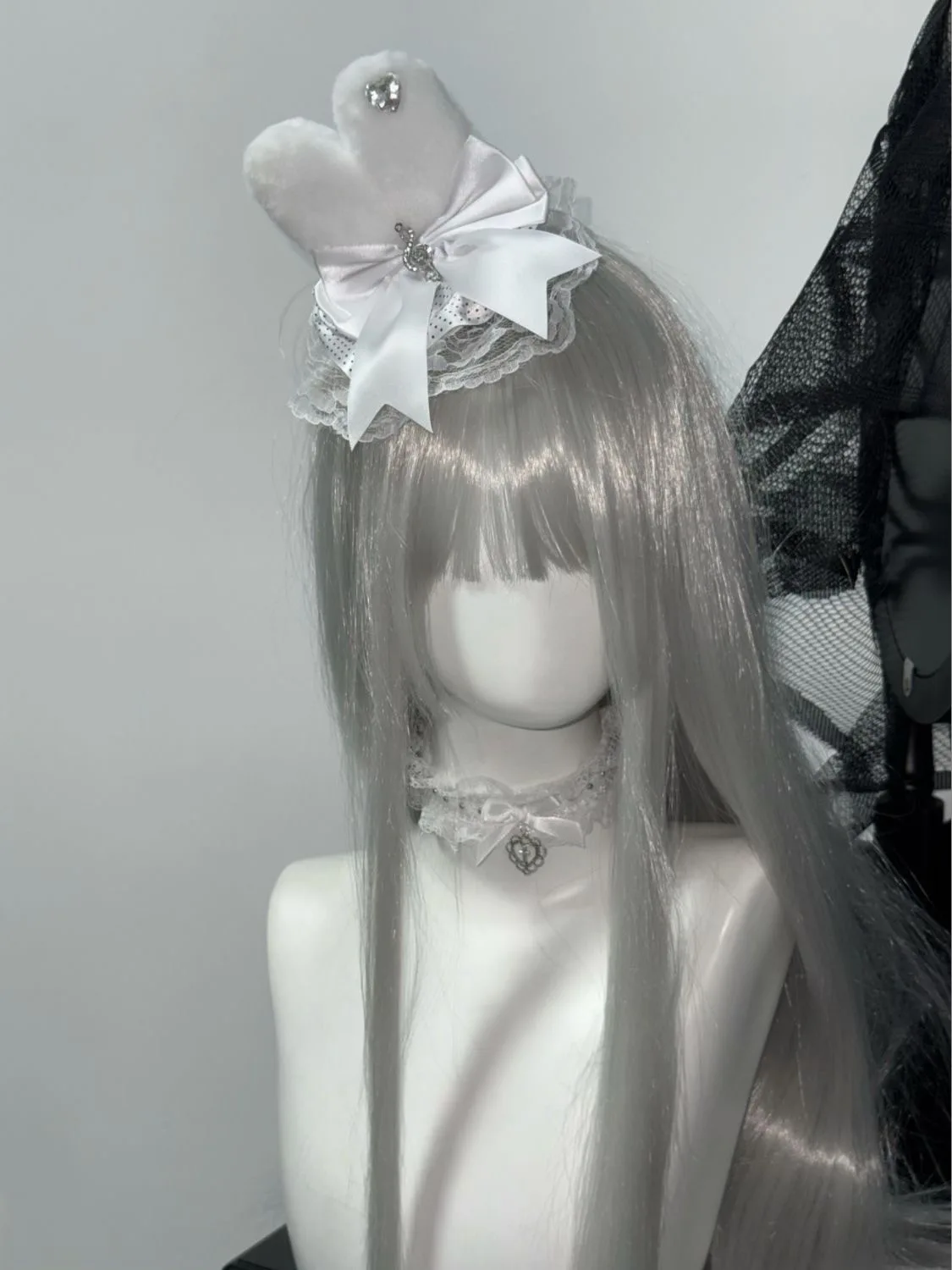 Handmade Note Polka Dot Bow Rabbit Ear Girl Mini Top Hat Headwear Lolita Lace Cute Decorative Flower Ball Fair Clip