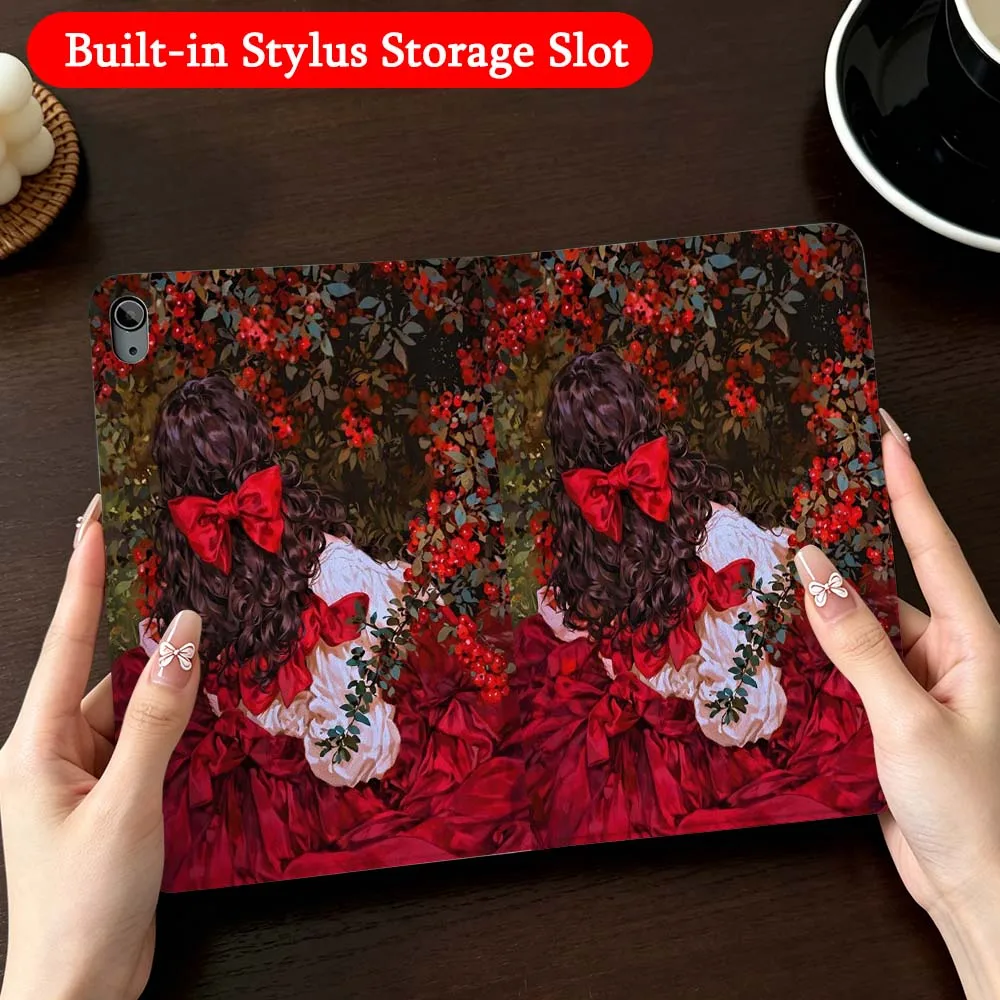 

Anime Girl Flower Cat Case For iPad Mini Pro Air 5 6 7 8 9 11 9.7 7.9 10.9 13 12.9 inch Folding Automatic Sleep/Make Tablet