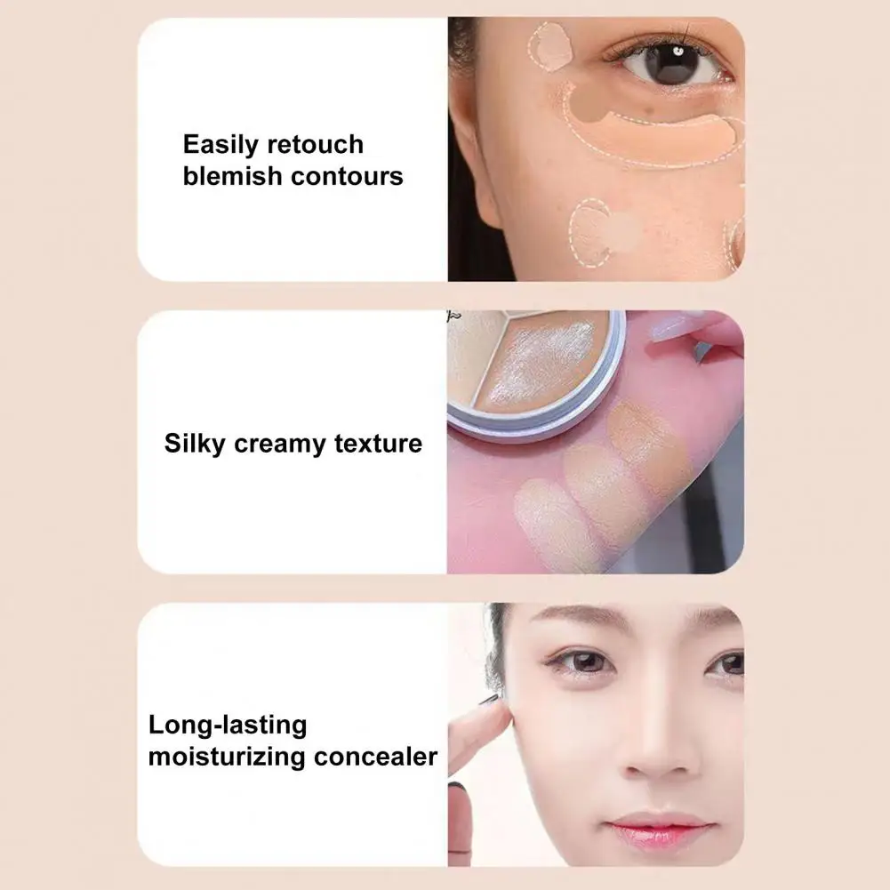 Concealer with Brightening Effect Waterproof Concealer for Dark Circles Long-lasting 3-in-1 Concealer Cream Waterproof for Dark