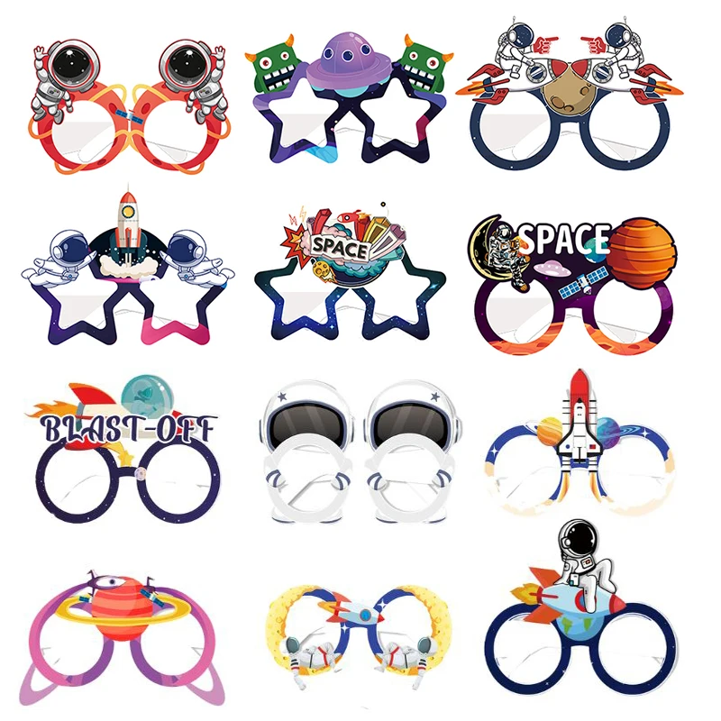 

Outer Space Paper Eyeglasses Space Birthday Decorations Solar System Planet Astronaut Rocket Theme Glasses for Kids Boys Favors