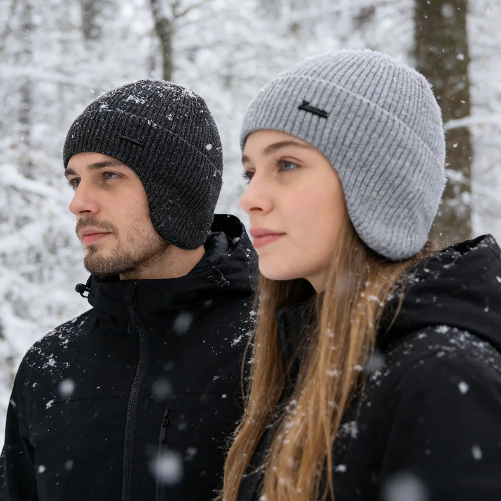 New Men Winter Hat Add Fleece Warm Earflap Cap Stylish Soft Beanie Hat For Male Outdoor Thicken Ski Sports Knitted Hat