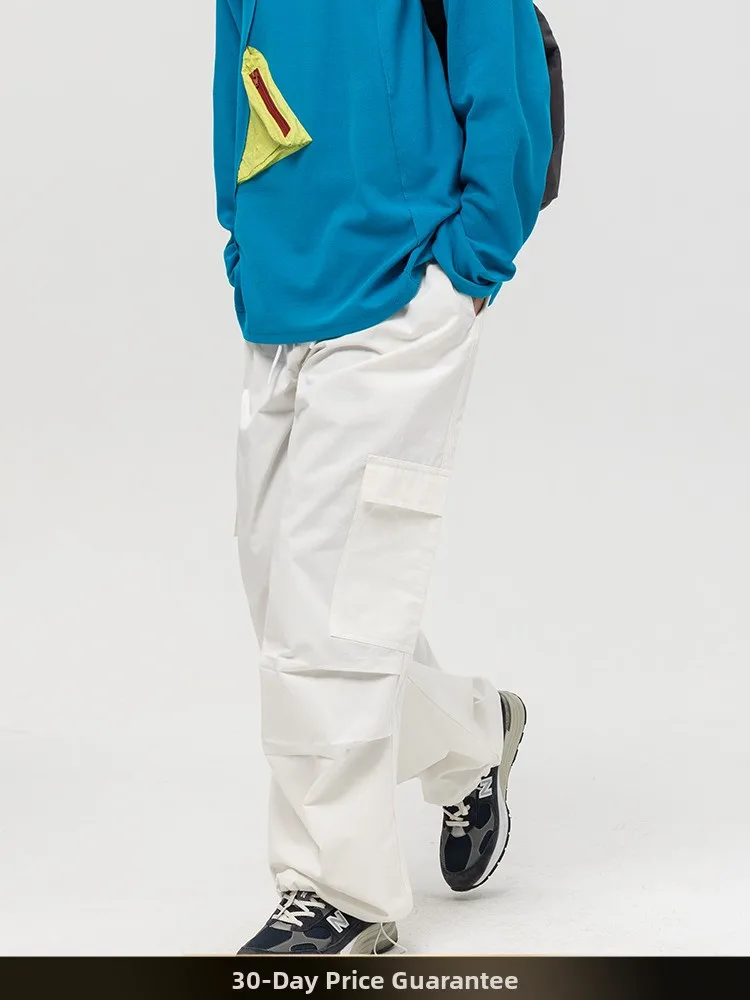 

Новые весенние американские ретро-брюки с широкими штанинами для мужчин и пар, повседневные однотонные брюки из 100% хлопка