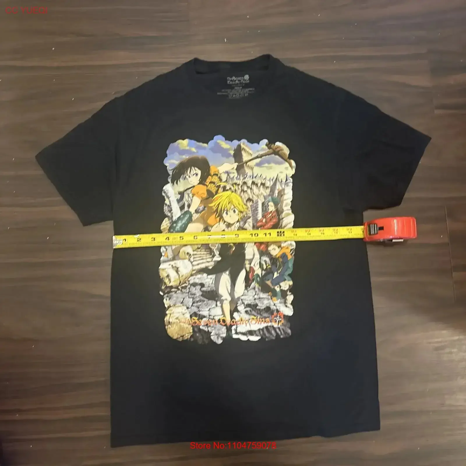 Camiseta de Anime Los Siete Pecados Capitales, Negra, Manga, Funimation, Talla M, Vintage, Lavada, Suave, Unisex, Elástica, Cómoda