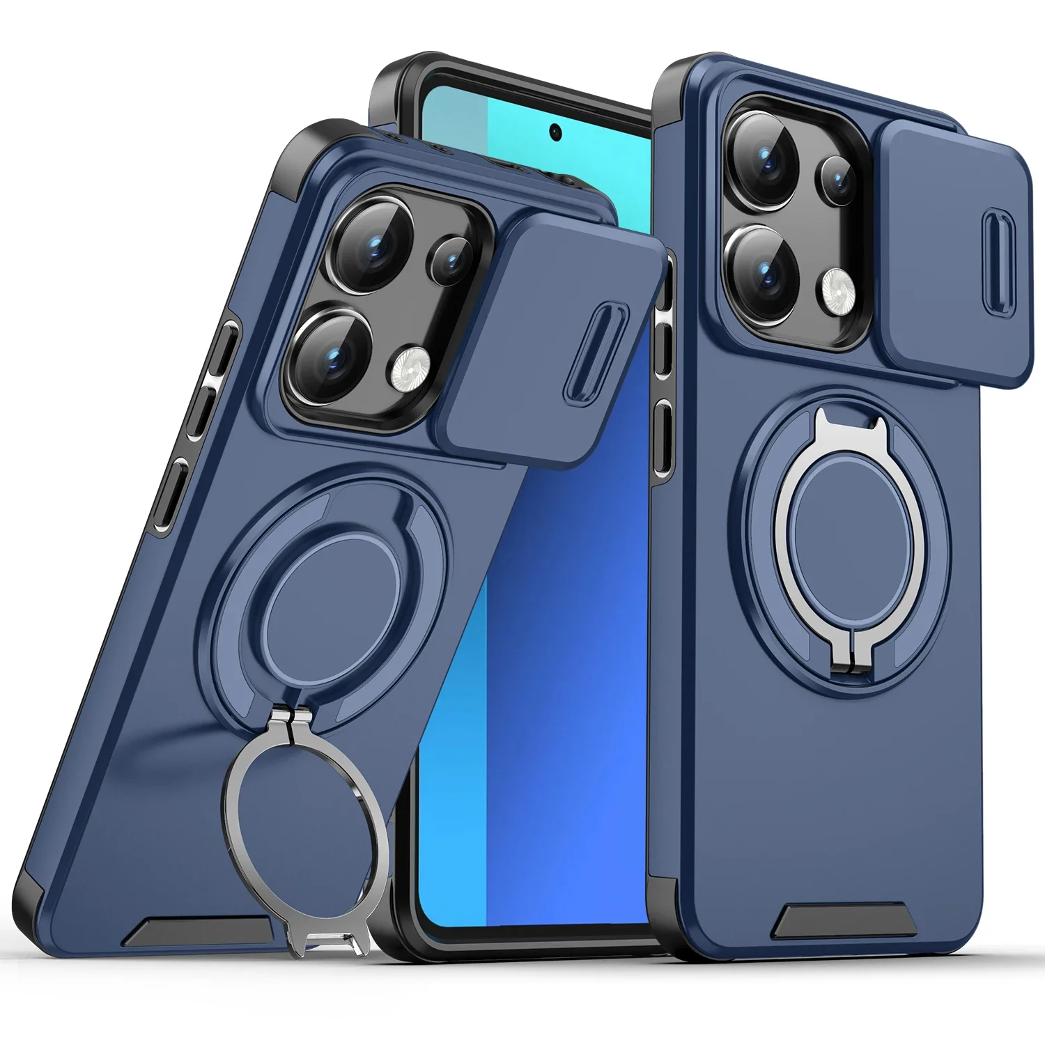 Hohe Qualität Magnetische Metall Ring Auto Halter Fall Für Redmi Hinweis 14 13 Pro Plus 5G 4G stoßfest Kamera Objektiv Schützen Rutsche Abdeckung