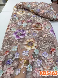 New Arrival 2024 High Quality Gold Sequin Beaded Fabric Women's Evening Dress French Mesh Lace Fabric for African Wedding KB5463