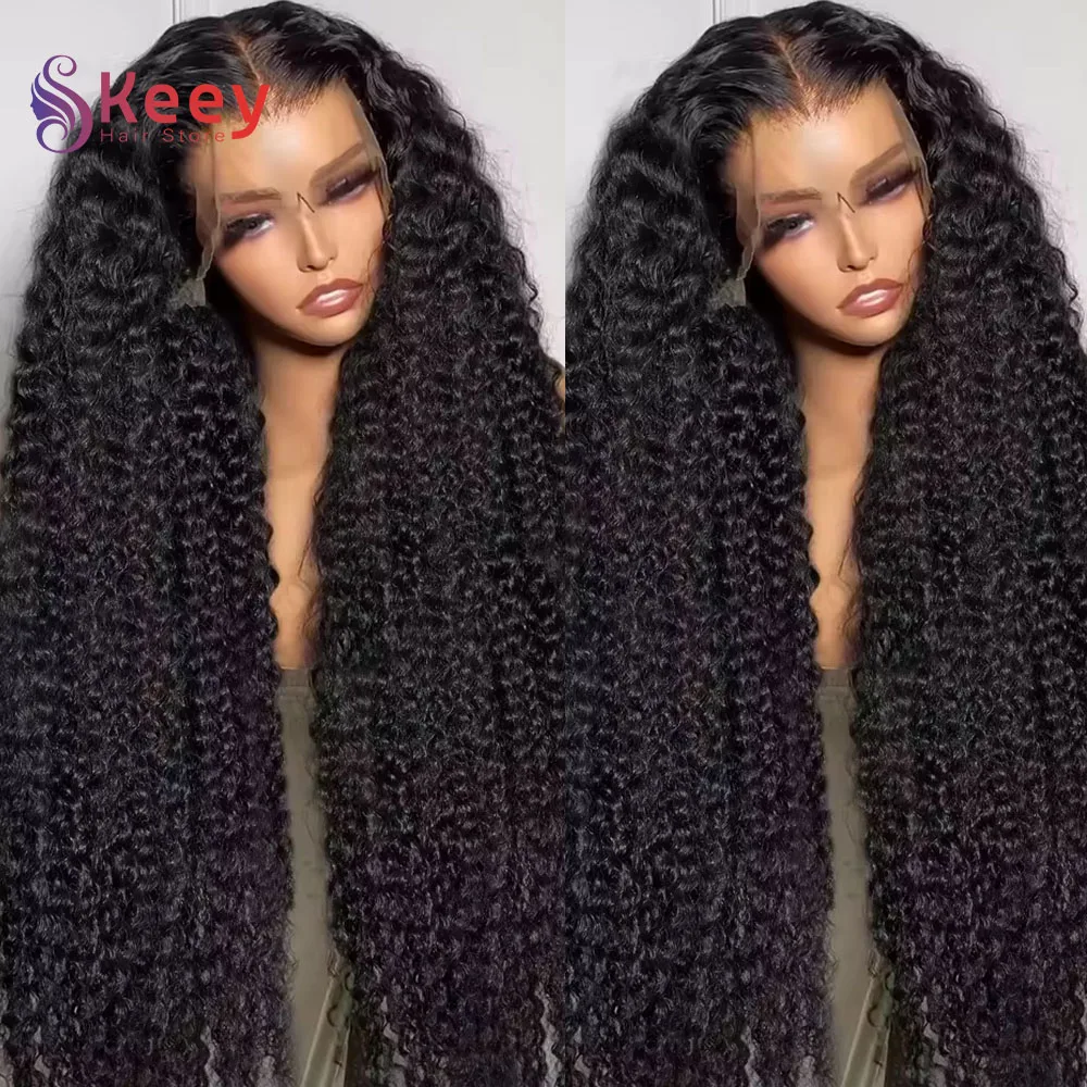 200 밀도 곱슬머리 인모 가발 30 40인치 프리 플러킹 13x4 HD 레이스 프론트 가발 딥 웨이브 브라질리언 인모 가발 여성용