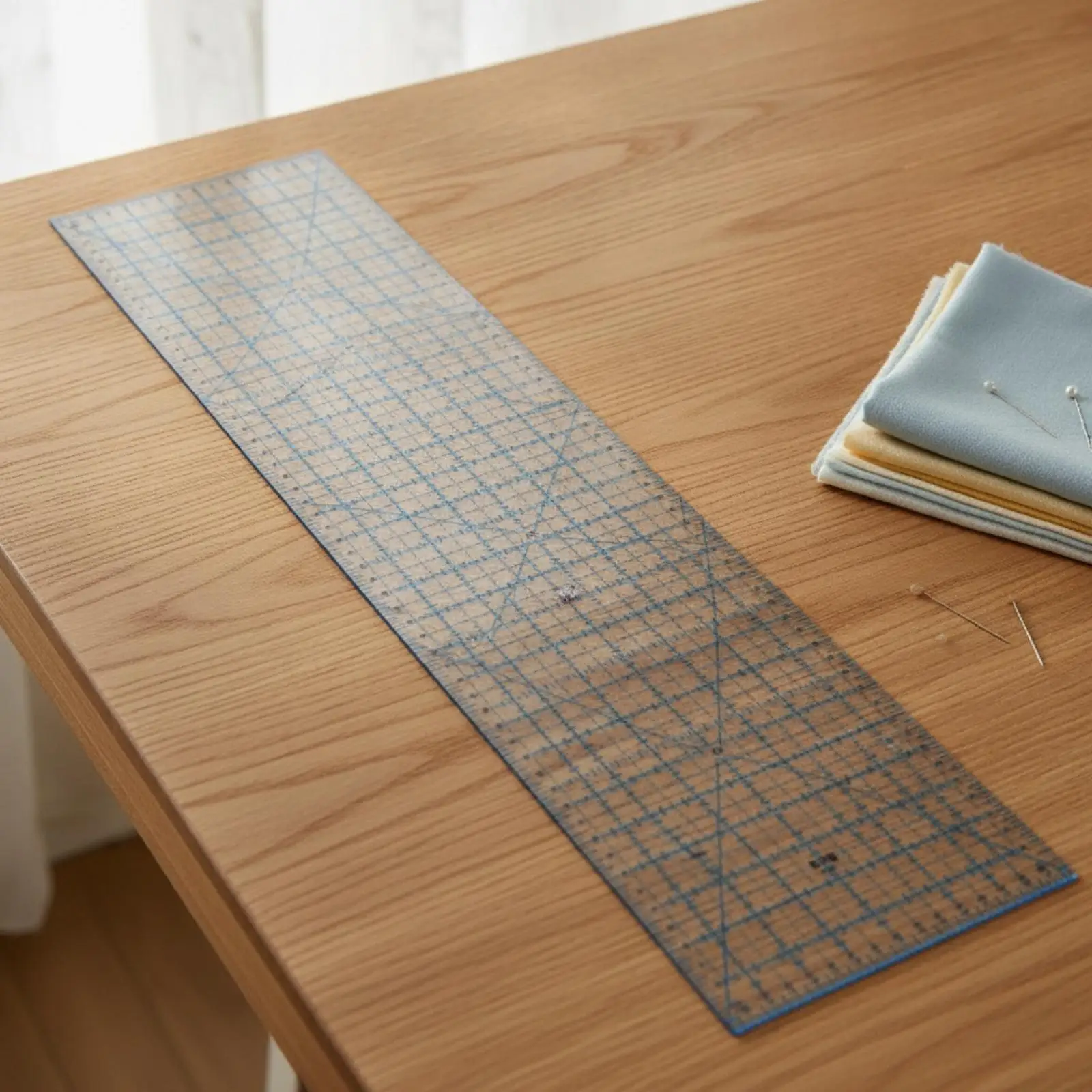 Transparent Plastic Quilting Ruler 16x60cm Patchwork Sewing Tool with Blue Grid for Fabric Marking and Pattern Drafting