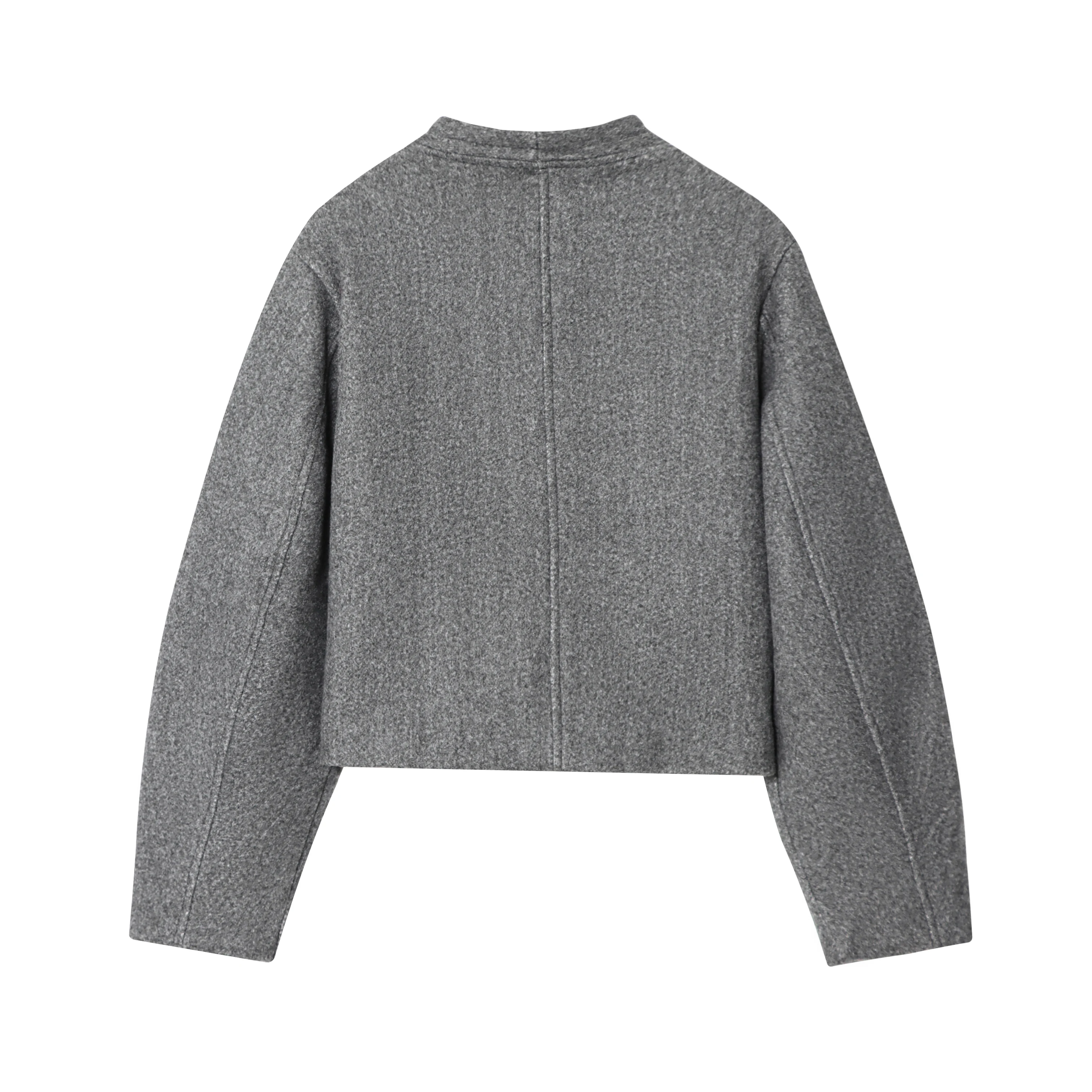 أزياء المرأة بسيطة بلون الخريف منتج جديد زر الديكور جولة الرقبة ركاب معطف طويل الأكمام #3