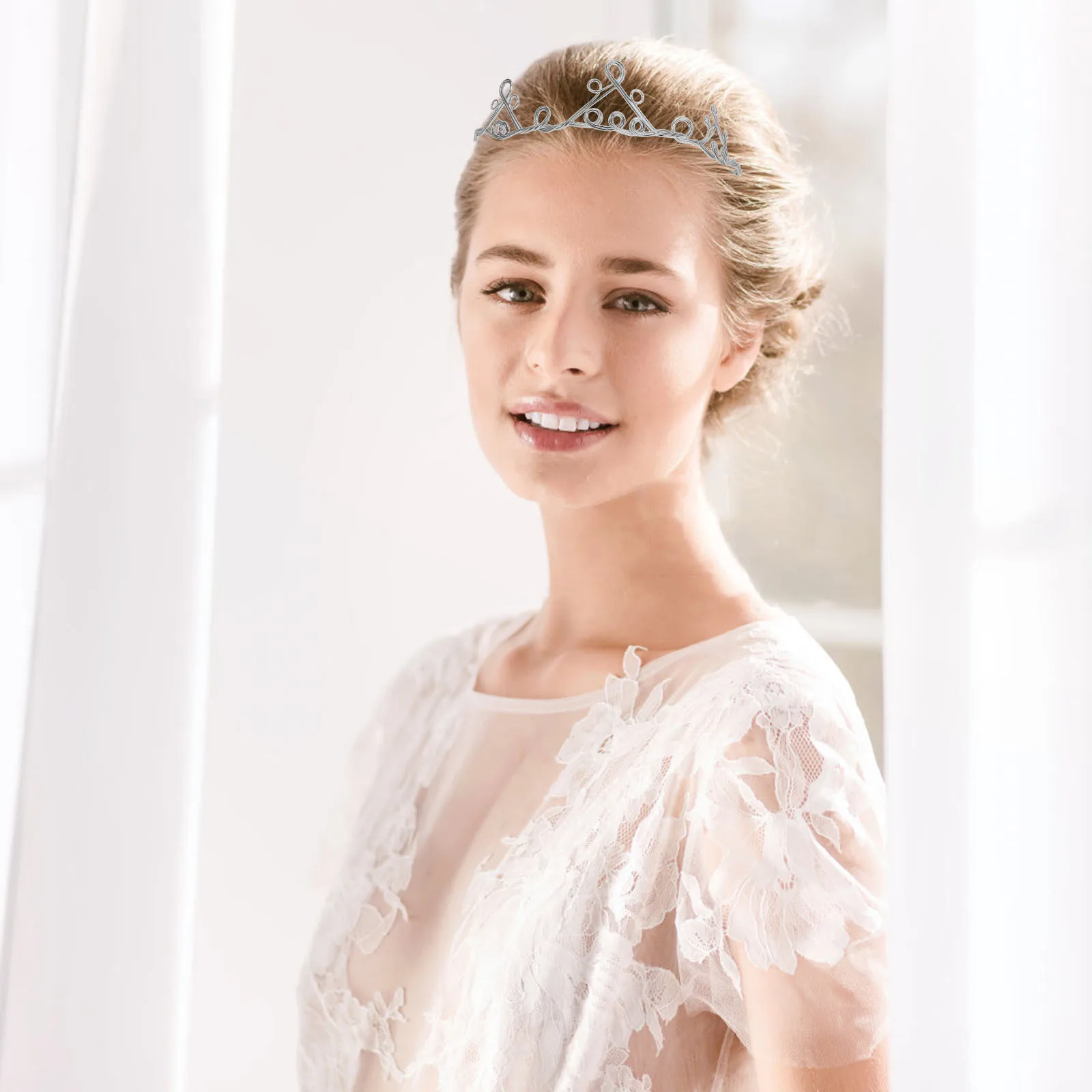 

1Pcs Silver Handcraft Winding Crown Durable DIY Hair Accessory Suitable for Birthdays Parties Ceremonies Headwear