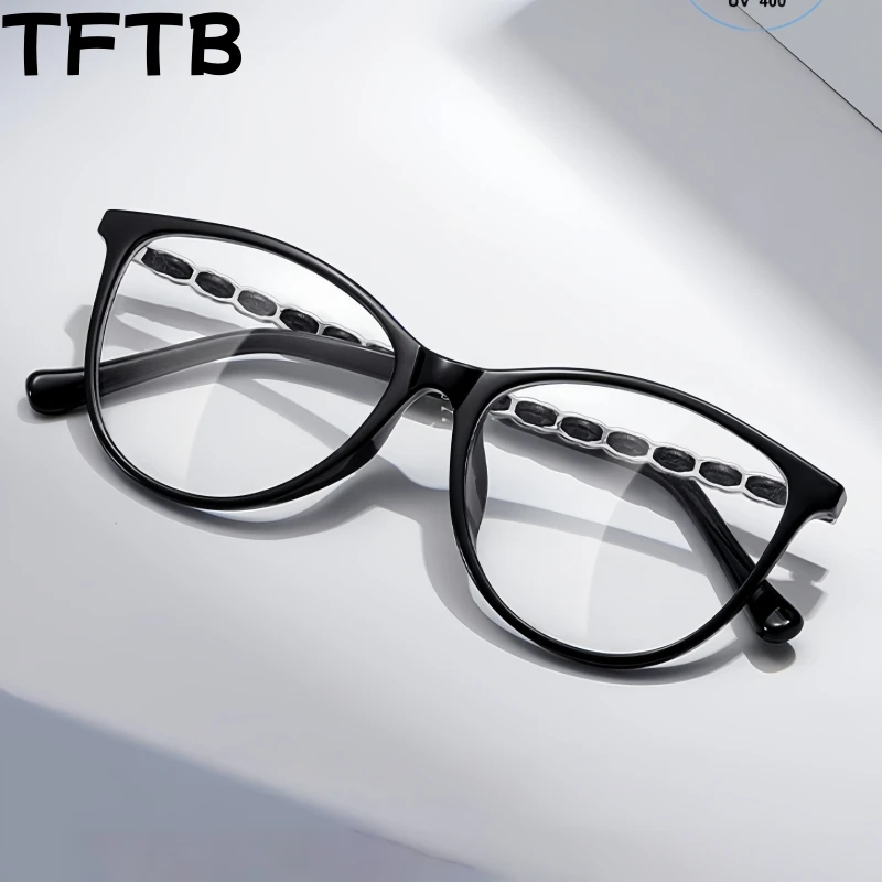 

TFTB New Fashion Women's Cat Eye Glasses Ultra Light TR90 Square Round Face Retro Optical Prescription Eyeglasses Frame 210582
