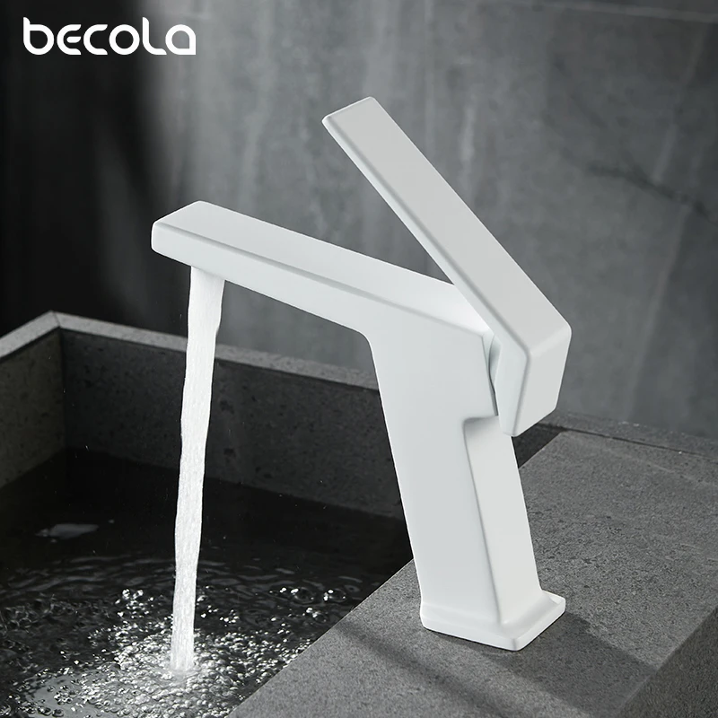 Becola Black Faucet Bathroom Faucet Single Lever Hot and Cold Water Mixer Tap Tall/Short White Basin Water Sink Faucet Bathroom