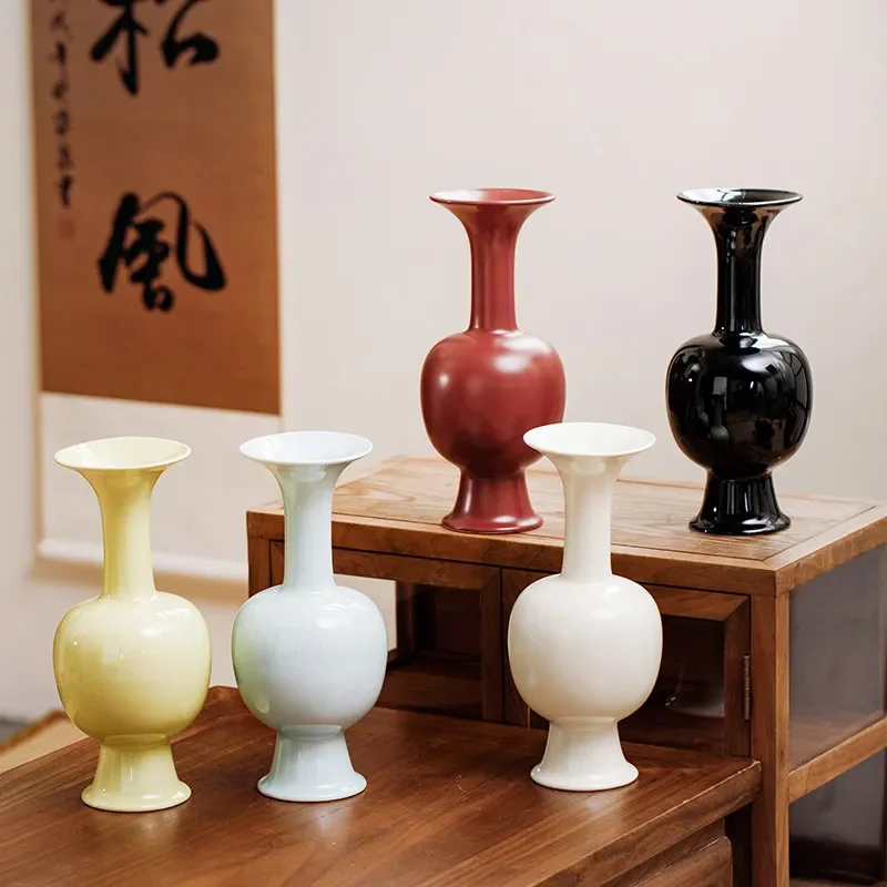Jingdezhen flower arrangement ceramic vase Chinese style ornament living room home decorations retro study desktop flower vase
