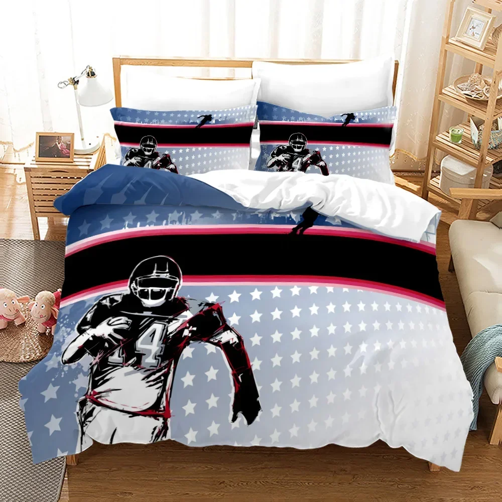 Football Rugby Game Sports Enthusiasts Athletes Comfortable Duvet Quilt Cover Pillowcase Bedding Set Children Bedroom Decoration