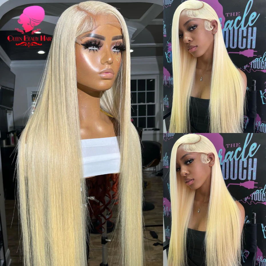 40 Zoll gerade 250 Dichte Echthaarperücken Honigblond 613 Lace Frontal Perücke 13x6 13x4 Transparente Lace Front Echthaarperücke – Detail 1