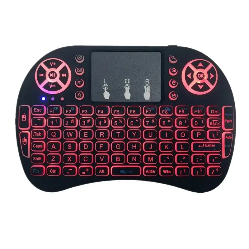 I8 Backlit Mini Wireless Keyboard English 2.4G Air Mouse Remote Touchpad for Android TV Box PC X96 H96 Max 7 Color