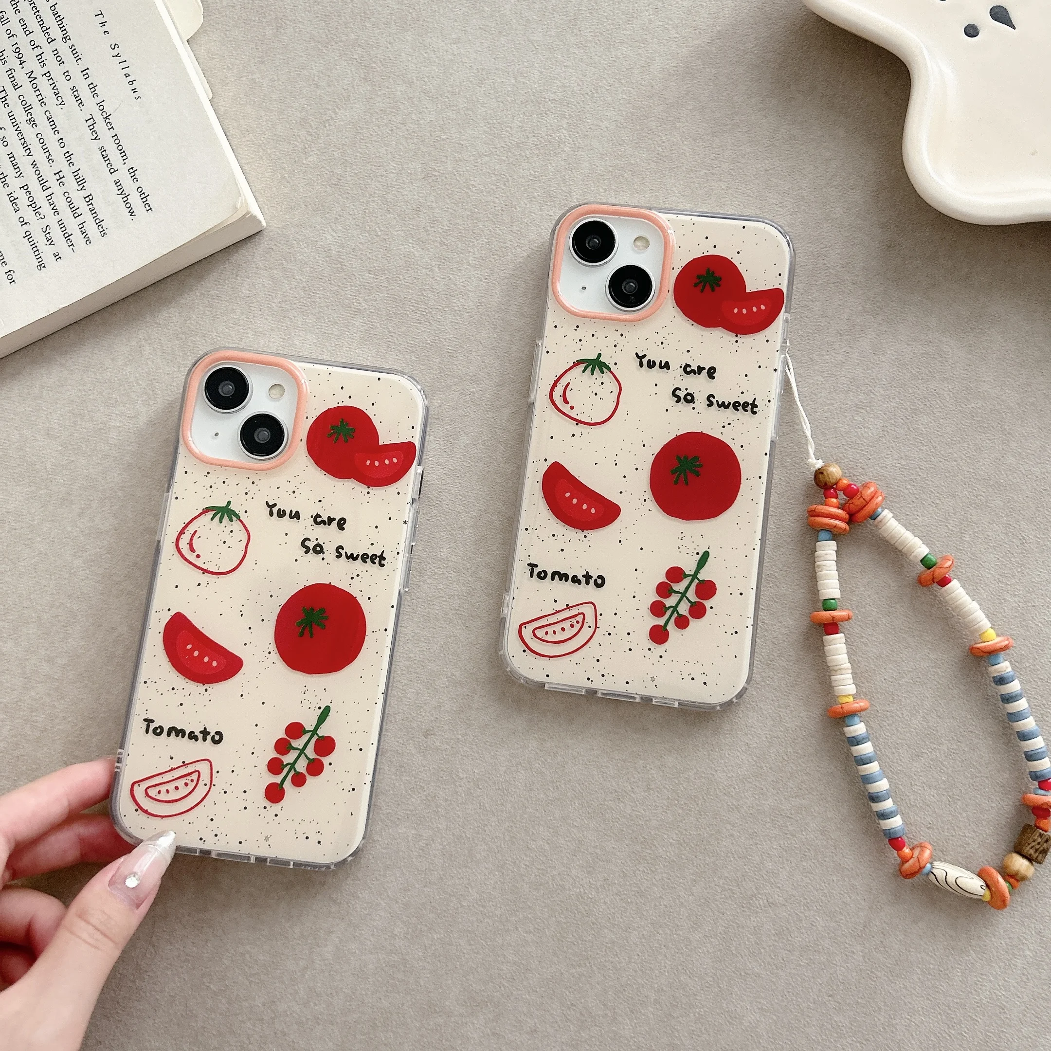 Cute Tomato  Case for IPhone 11 12 13 14 15 for  iphone 12 13 14 15Pro Max Transparent and Cute for IPhone case