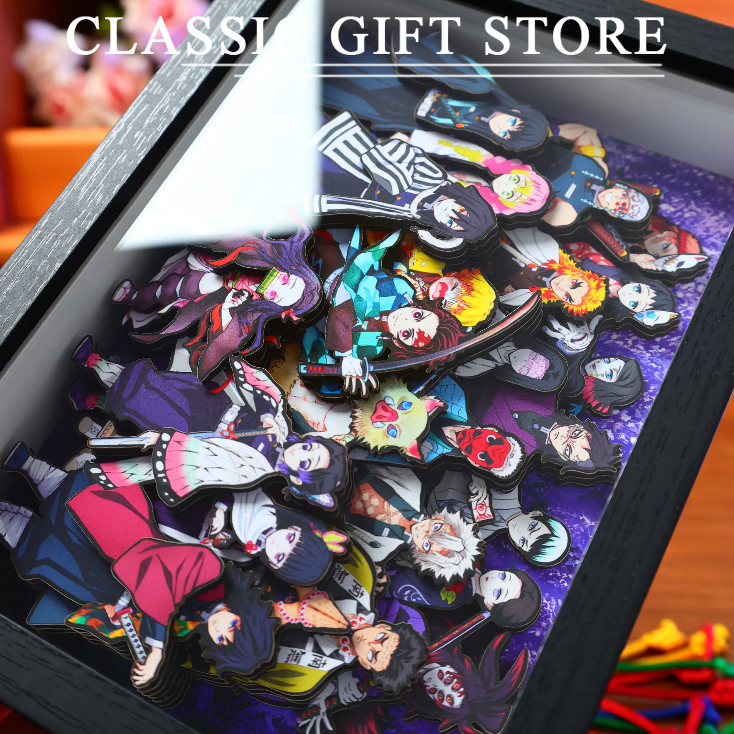 Demon Slayer 3D Decoratieve Schilderkunst Kamado Tanjirou Agatsuma Zenitsu Figuur Handgemaakte Decoratieve Fotolijst Desktop Decoratie