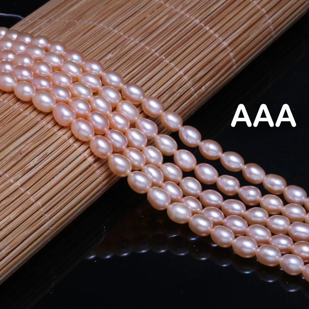 AAA 100% Natural Freshwater Pearl High Quality Rice shaped Pearl White Purple Pink Jewelry DIY Necklace Earrings Accessories