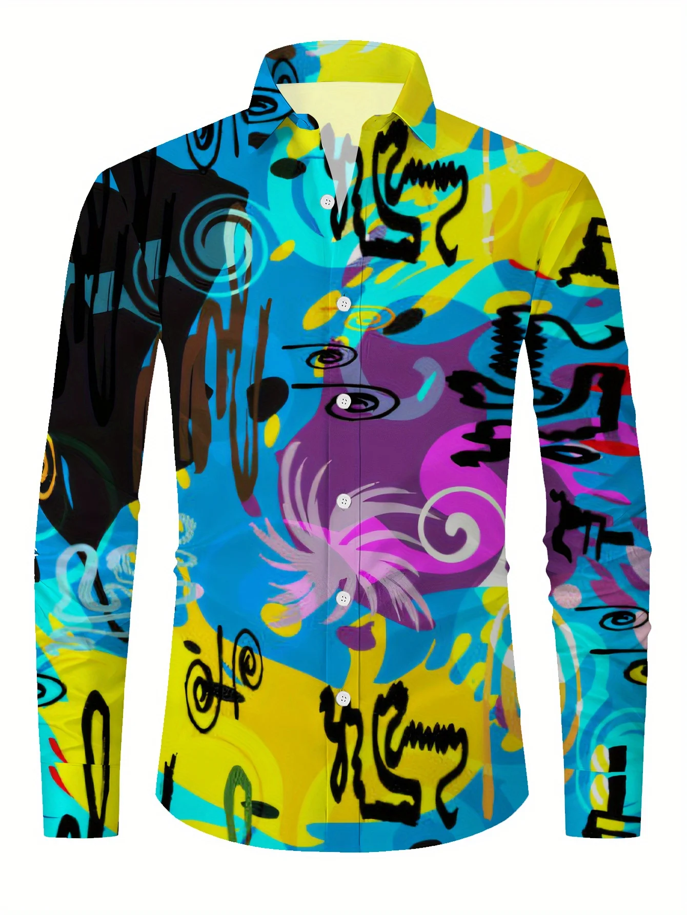 Spring and autumn men's casual long-sleeved shirts are brightly colored