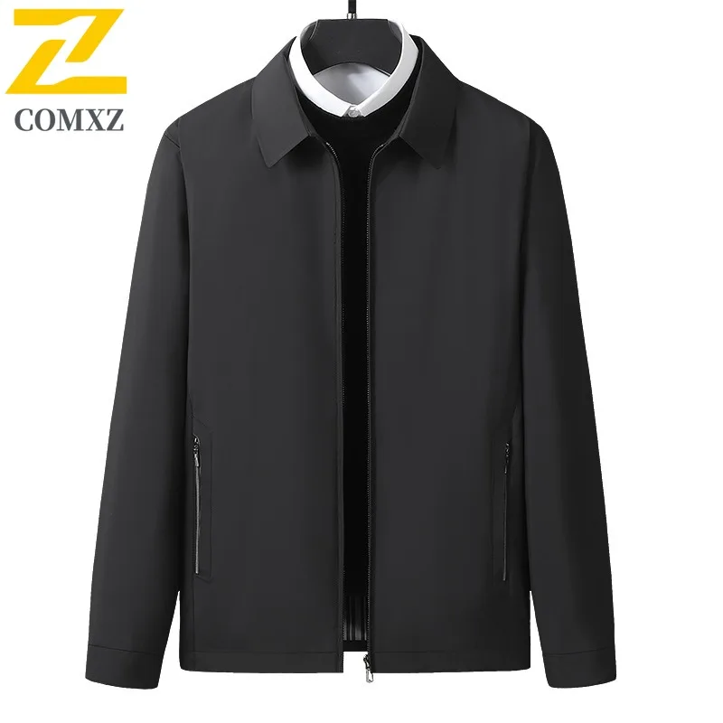 

COMXZ Роскошная мужская куртка с воротником-стойкой, 2025 год, уличная работа, уютная ветровка на молнии, деловая легкая осенняя мужская верхняя одежда для отдыха