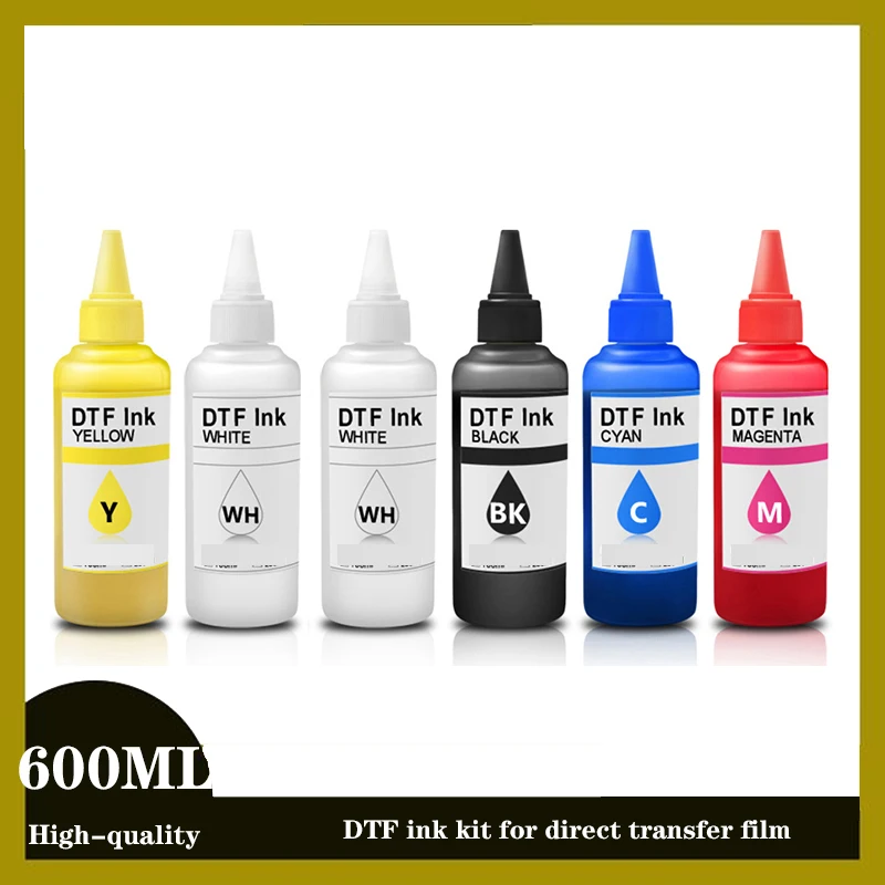 

600ML DTF ink kit for direct transfer film for PET film DTF ink all desktop & large format DTF printer 1BK 1C 1M 1Y 2WH