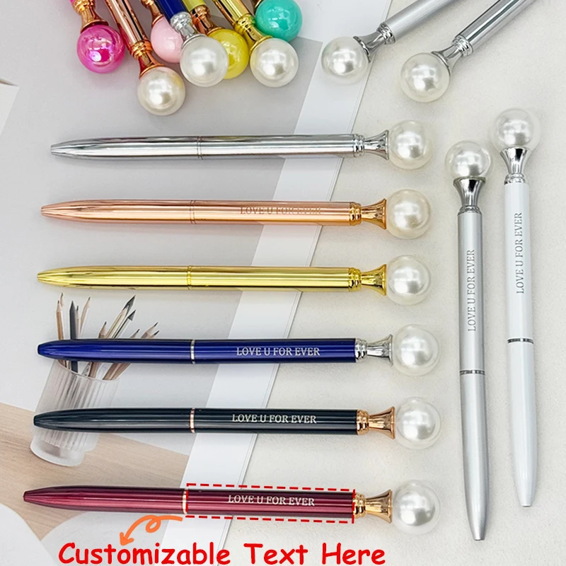 25/50 Stück anpassbare Stifte, Firmengeschenk, Perle, elegante Kugelschreiber für Hochzeit, individuelle Werbestifte aus Metall für Werbung – Detail 2