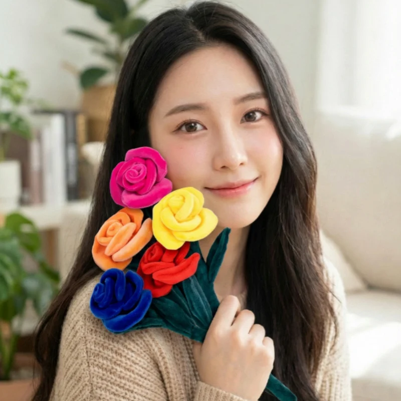 28cm Lovely Plush Rose Bouquet Stuffed Artificial Rose 9 Colors Valentine's Day Gift for Her Home Decoration