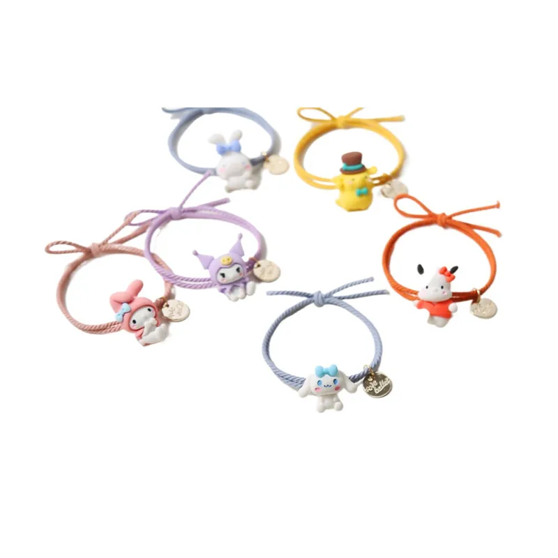 NEW Sanrio Hair Rope Cinnamoroll Kuromi Hello Kitty Tied Hair Ponytail Rubber Band Women Girl Sweet Hair Accessories Gifts