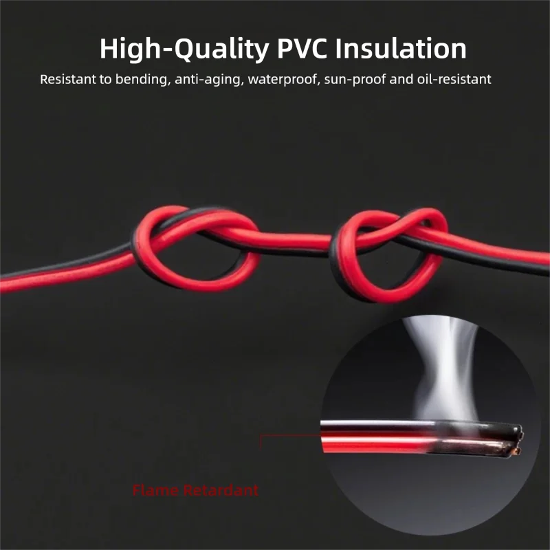 2 Pin Wire Electric Copper Cable 28 26 24 22 20 18 16 AWG LED Strip Lamp Lighting Cable PVC Extend Cord White Black Red UL2468 image 4