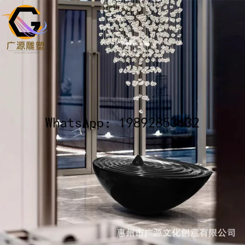 LYY Fiberglass Water Drop Sculpture Creative Fountain Living Room Indoor WaterFlowing Water Ornament Circulating Water Bowl
