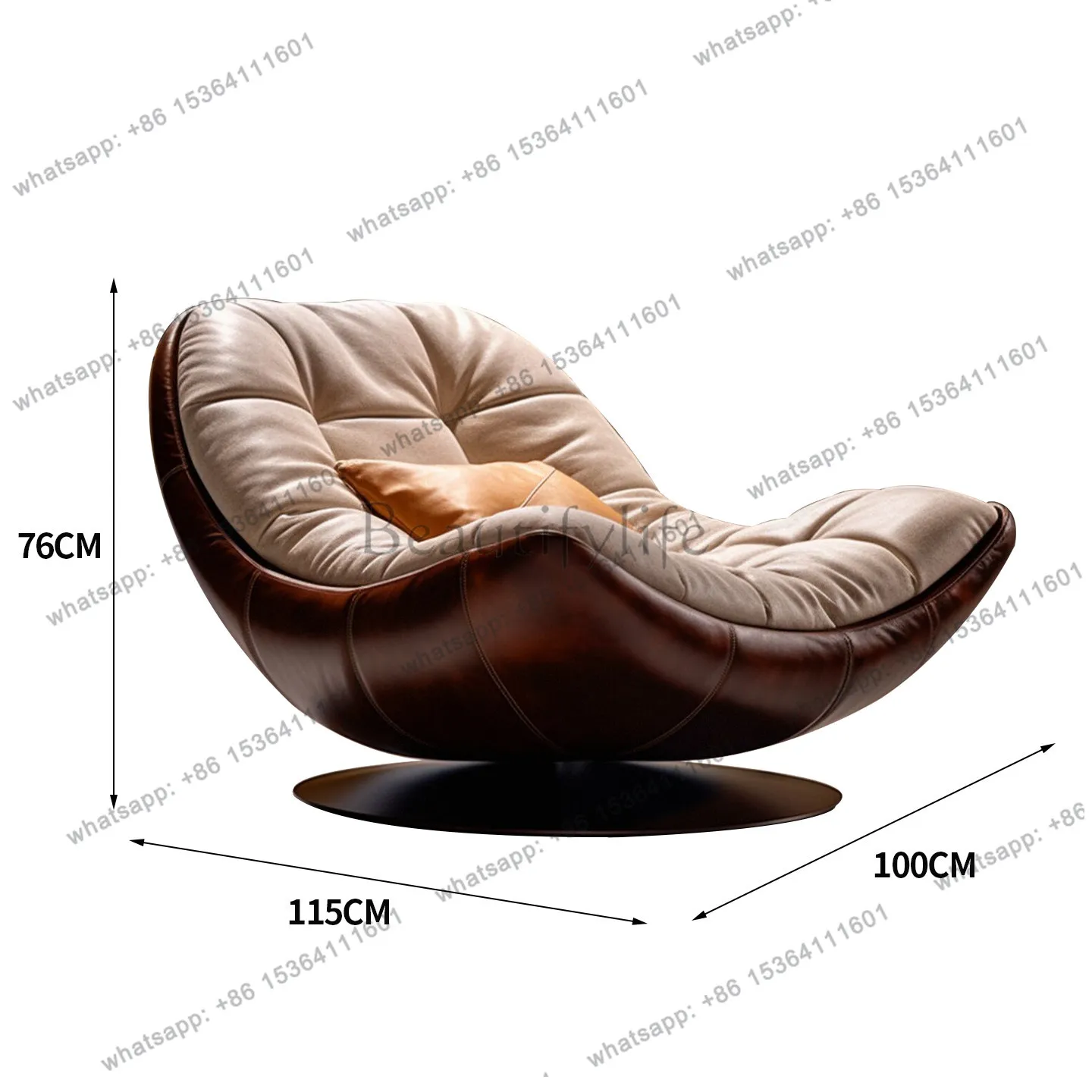Italian minimalist rotating single sofa fabric single chair medieval leisure chair