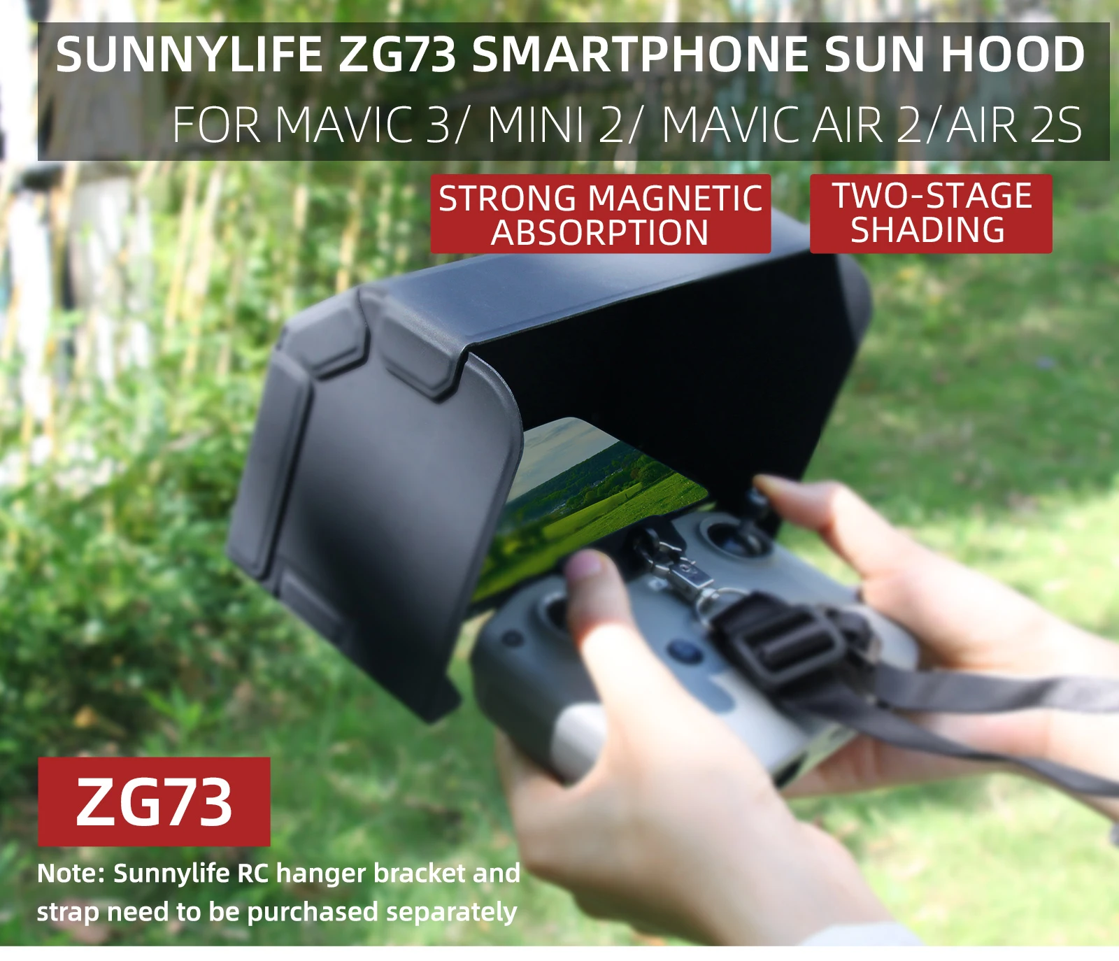 

Sunnylife for DJI Mavic3/Air2S/Air2/Mini2 remote control mobile phone blocking hood ZG73 magnetic