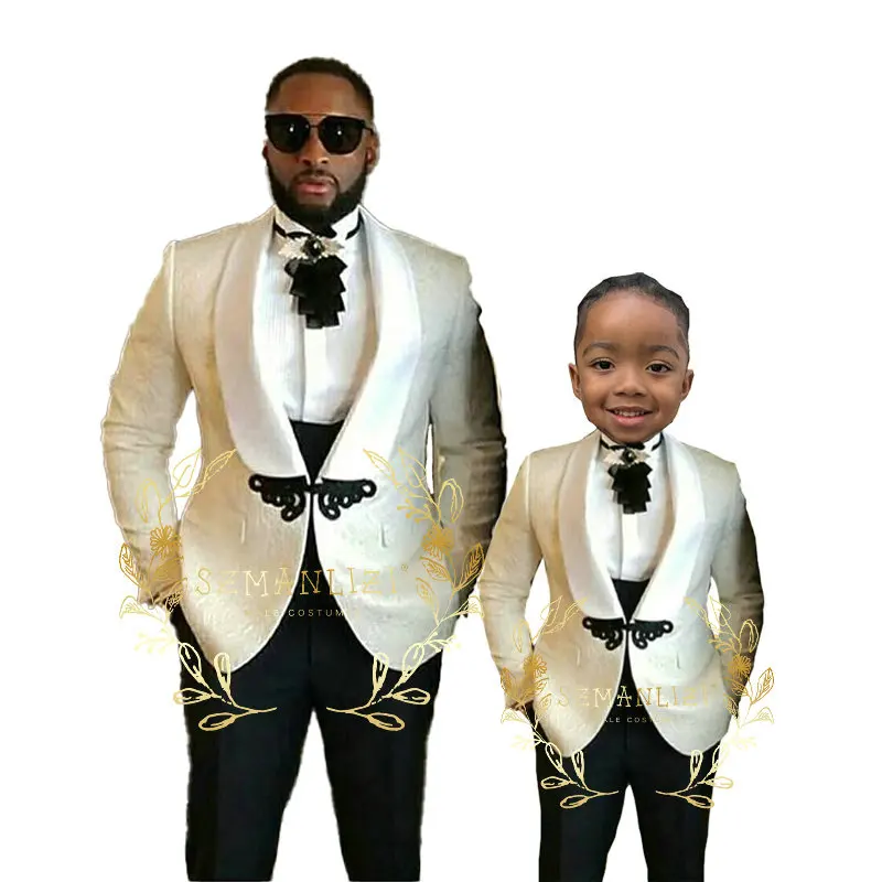 

Suit For Boys Kids Wedding Tuxedo Formal White Floral Jacket Set 3 Piece Shawl Lapel Blazer Vest Pants Fashion Child Costume