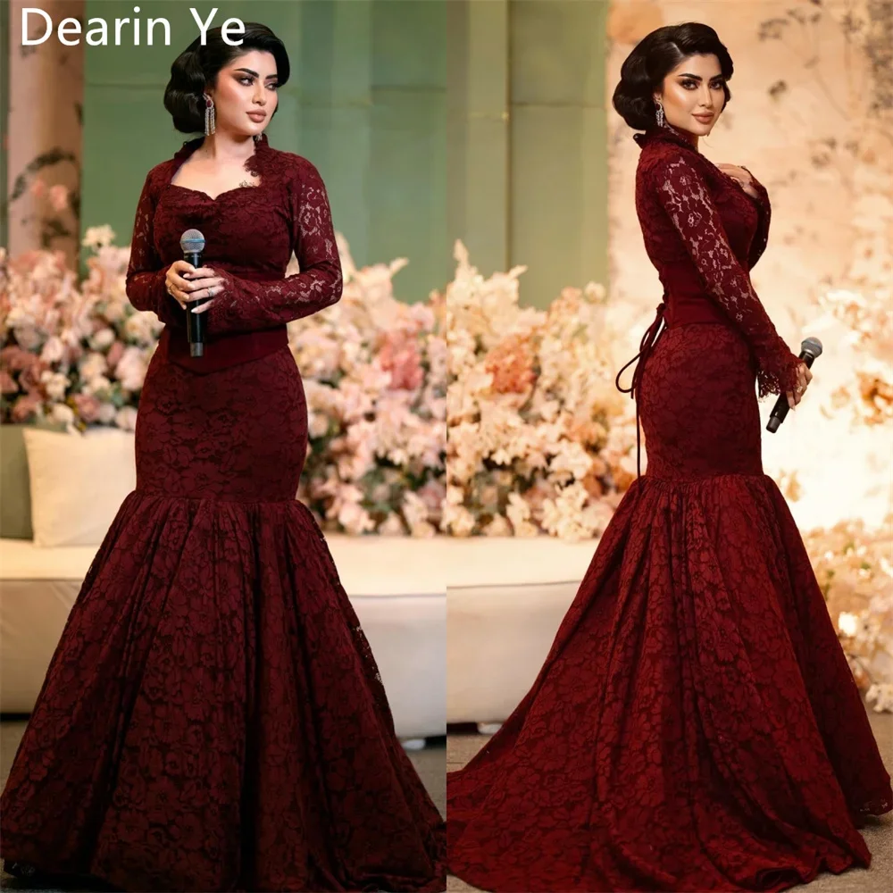 

Customized Evening Gown Formal Dearin Sweetheart Trumpet Floor Length Skirts Draped Alencon Lace Hugging Bespoke Occasion Dresse