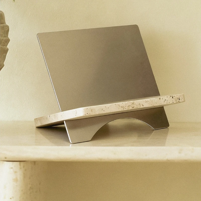 Travertine Marble Book Stand Ornament Tablet Computer Stand Book Display Stand for Cookbook,Bible,Quran,Magazines,Textbooks