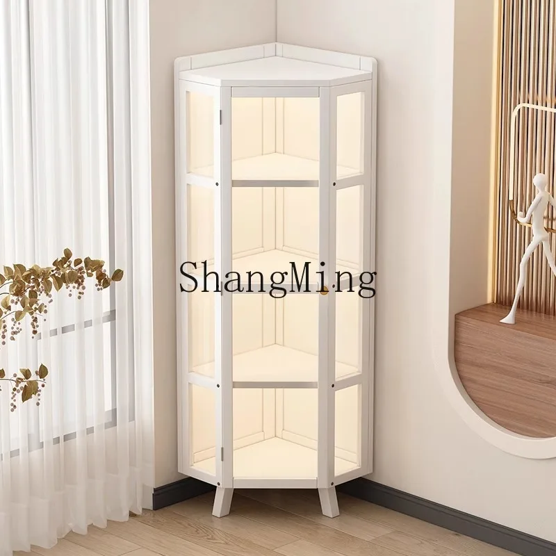 

HJ corner rack dining room corner wall triangle cabinet living room bedroom corner multi-layer dustproof floor storage cabinet