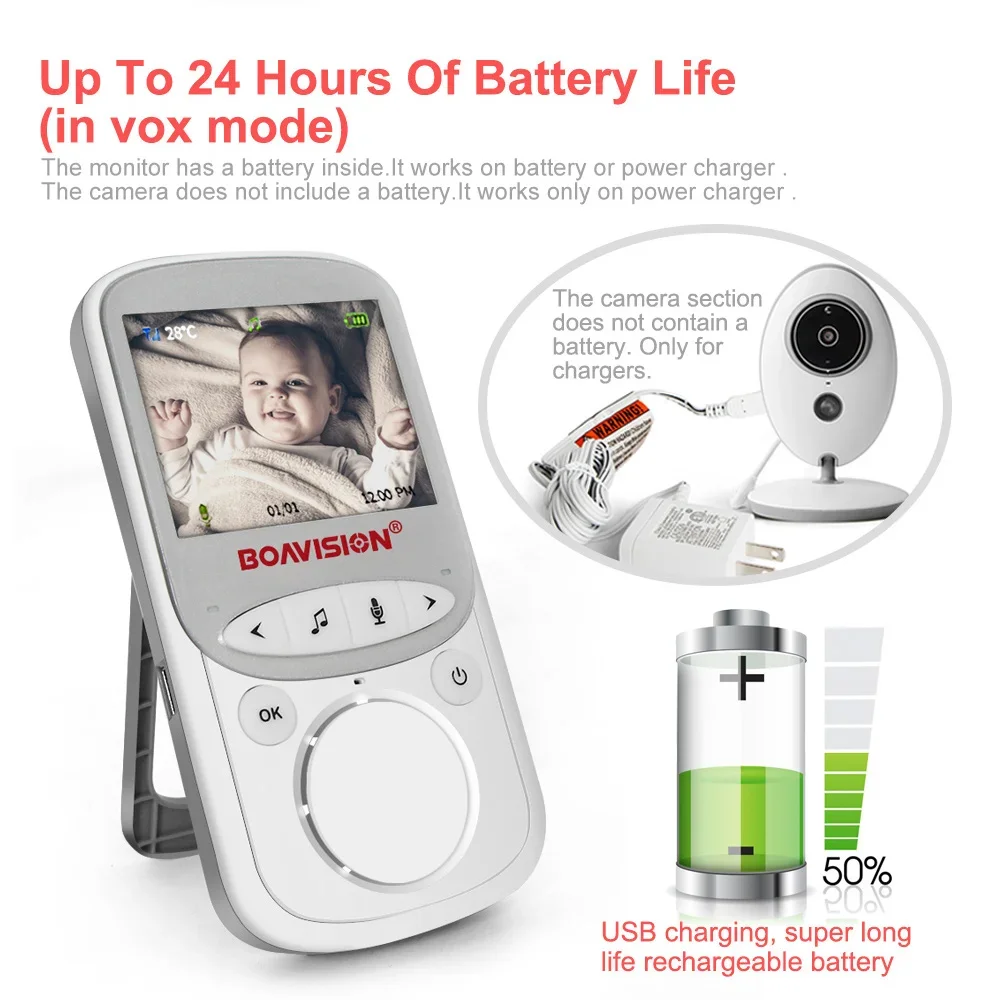 Wireless LCD Audio Video Baby Monitor VB605 Radio Nanny Music Intercom IR 24h Portable Baby Camera Baby Walkie Talkie Babysitter