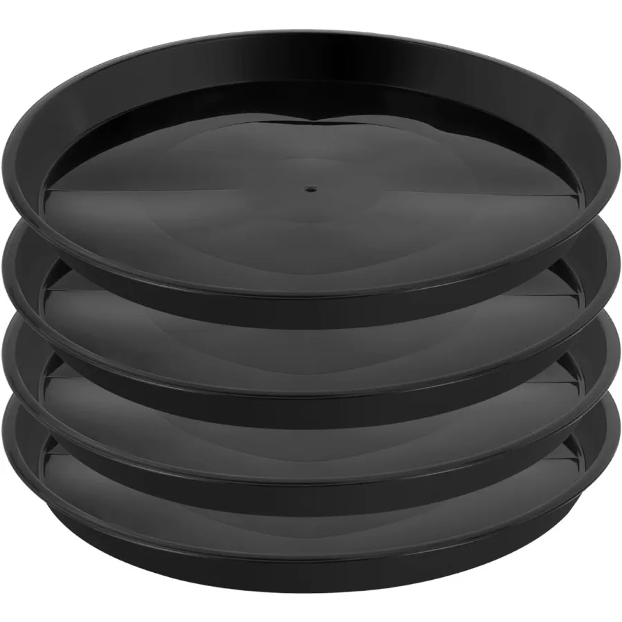 

4 упаковки 11,75-дюймовых круглых пластиковых подносов для растений для использования в помещении и на открытом воздухе, черные 13,5 дюймов