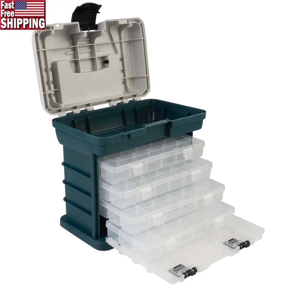 Organizador de caixa de ferramentas leve multiuso com gavetas removíveis e caixas de armazenamento, hardware de artesanato de pesca e peças pequenas