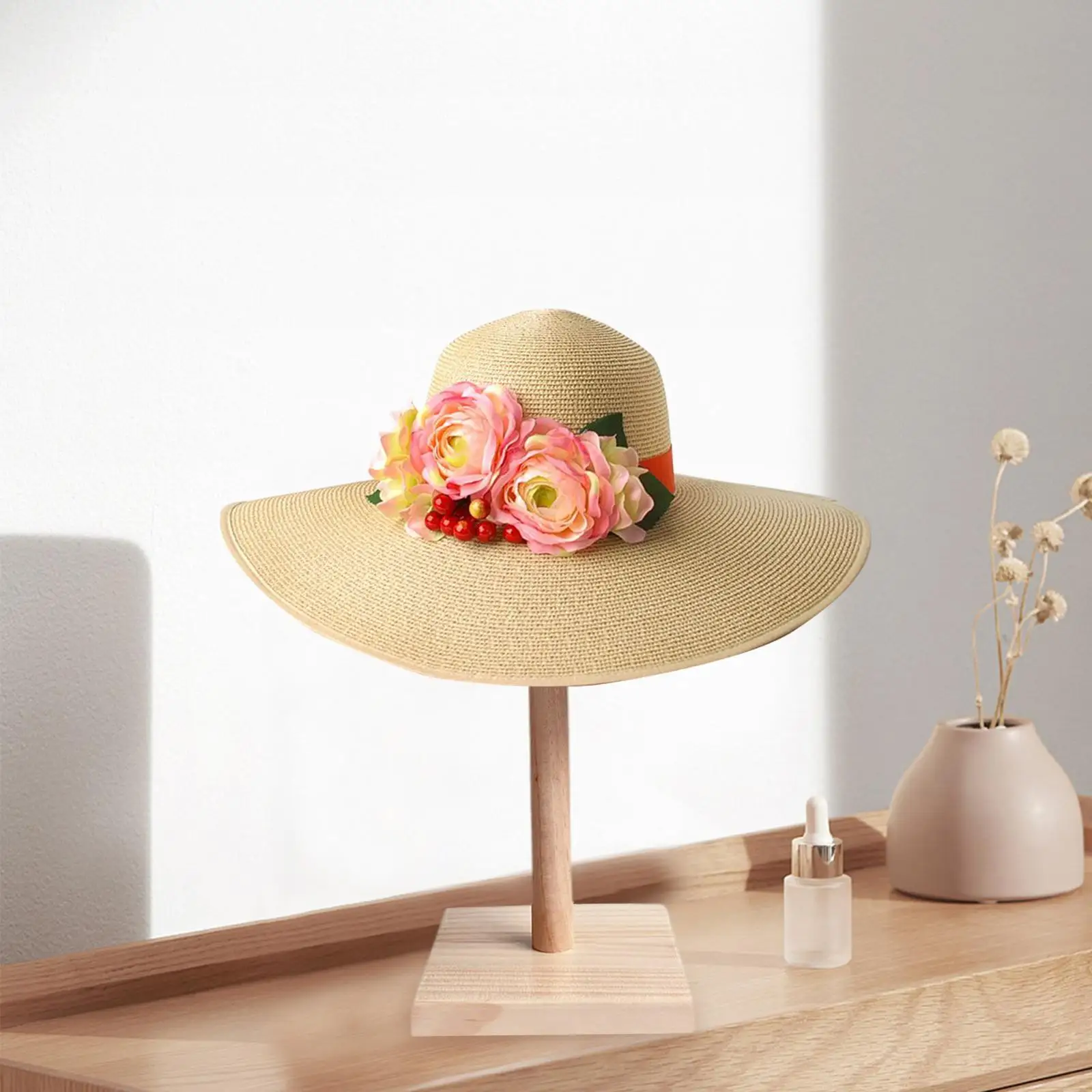 Sturdy Stable Wig Display Stand Hat Display Hat Cap Holder Stand Wooden for Homes Women Styling Multiple Wig Drying Malls