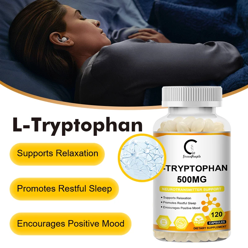 GPGP Greenpeople L-Tryptophan Capsule Antidepressant Adjusting emotions Nervous System Care Help Sleep Pill Anti-Pellagra