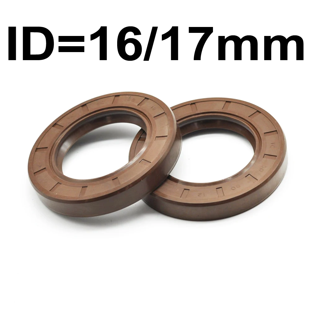 1PC 2PC ID 16 17 MM TC Oil Seal Skeleton Brown Fluoro FKM Fluorine Rubber Hydrauli Spring Gasket 16x35x10 16x30x7 16x35x7