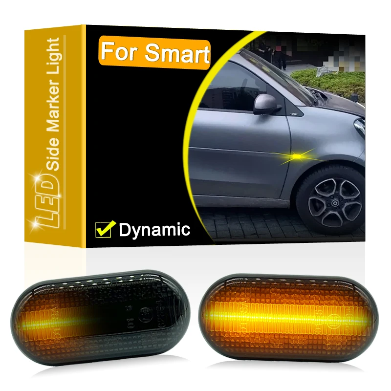 Luz LED de señal de giro para guardabarros lateral inteligente Fortwo, lente ahumada, impermeable, 453, 2014, 2015, 2016, 2017, 2018