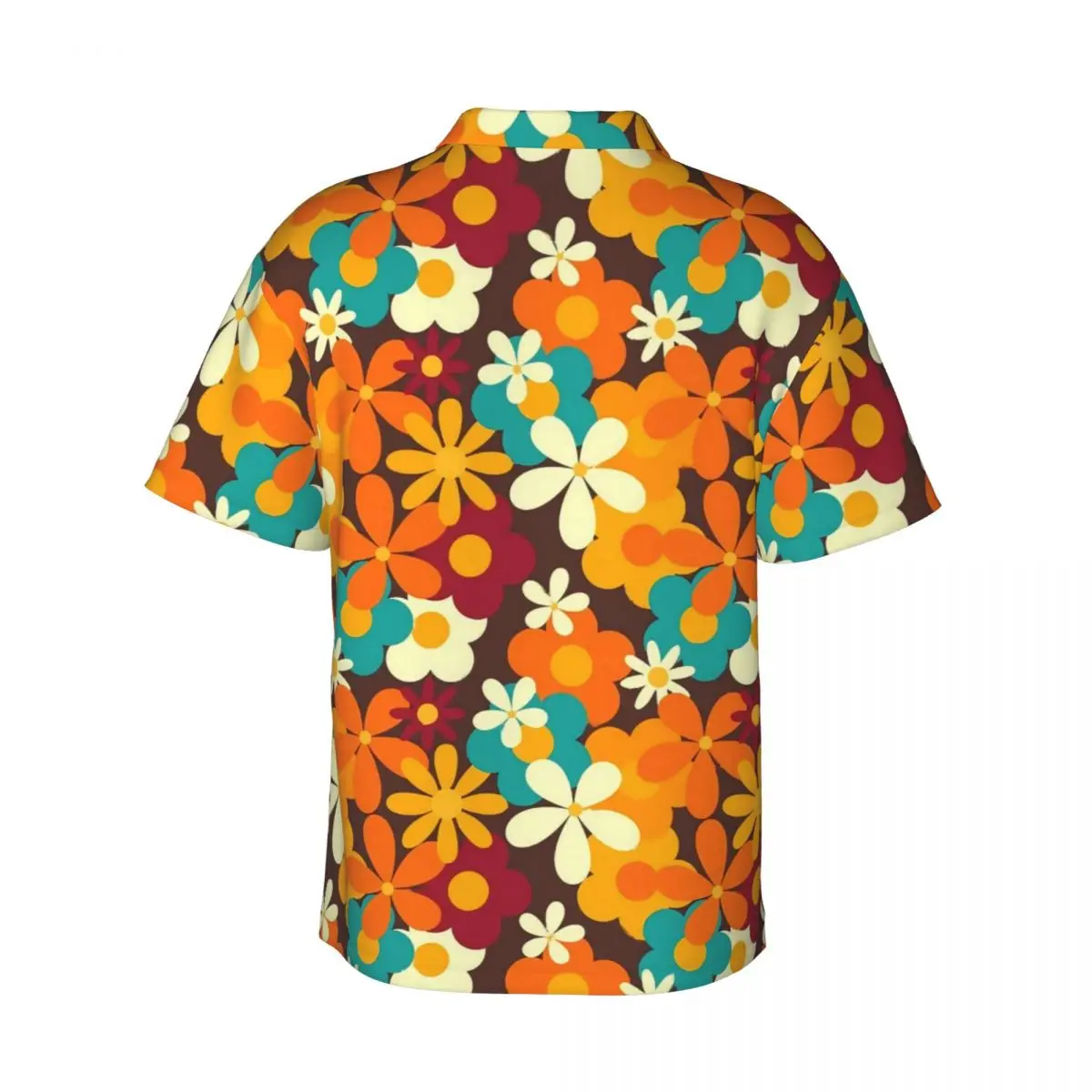 Retro Flower Power Vacation Shirt Mens 70s Classic Floral Casual Shirts Hawaii Short Sleeve Design Cool Oversize Blouses Gift