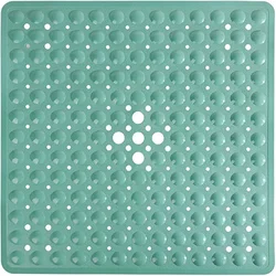 Square Bath Shower Tub Mat for Bathroom Non Slip Bathtub Mats with Suction Cups Drain Holes Machine Washable 53x53cm/ 21x21 Inch